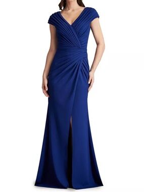 tadashi shoji sabine plunge v-neck twist-front long-sleeve mini dress Tadashi Shoji Sabine Plunge V-Neck Twist-Front Long-Sleeve Mini Dress
